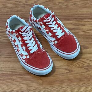 VANS Old Skool Unisex Red Checkerboard - Womens Size 6 - Mens 4.5